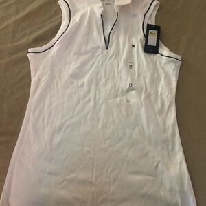 Tommy Hilfiger White Sleeveless top with Navy Accents